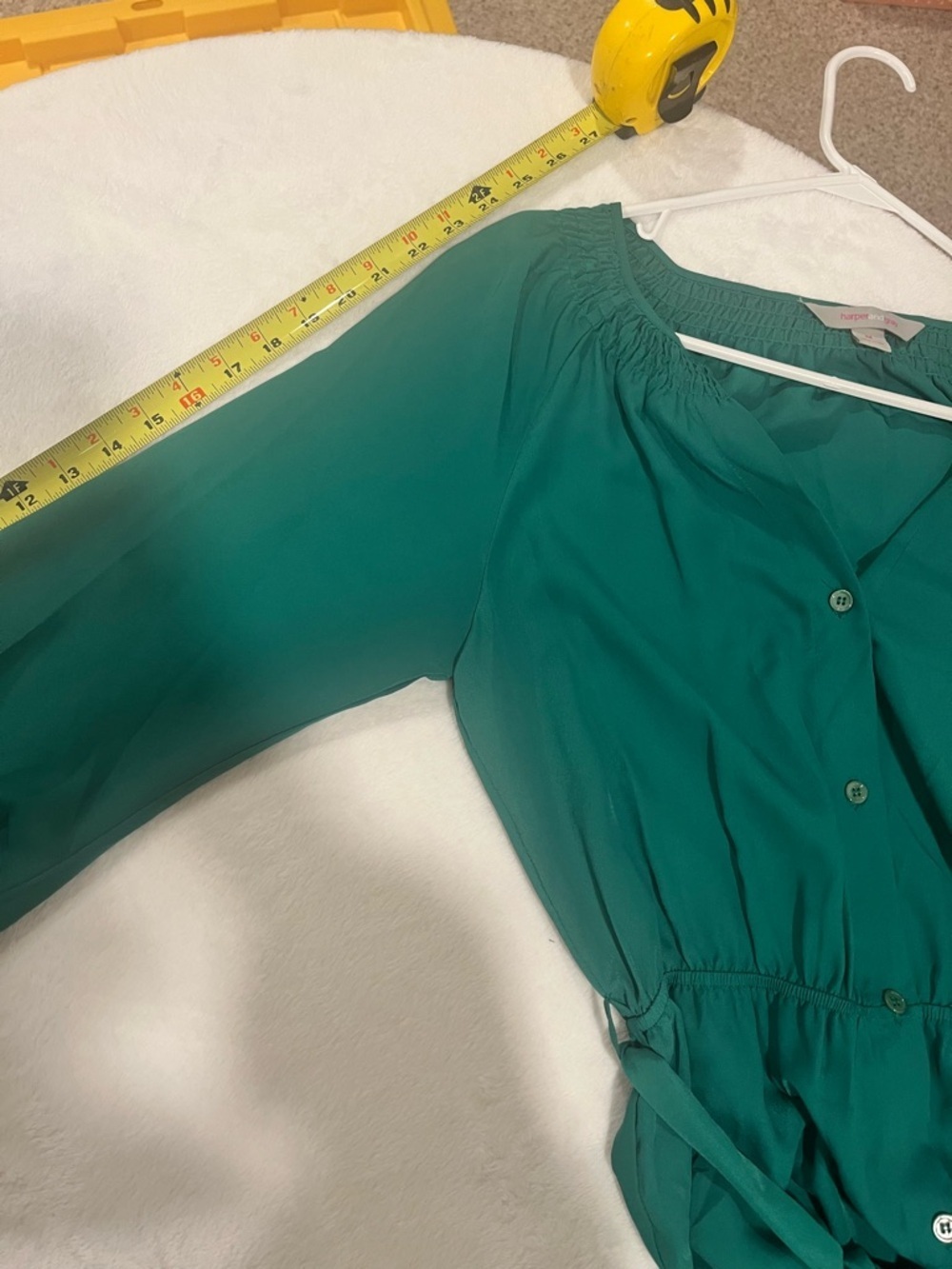 NWT Harper and Gray Green Smocked Button Front Midi Dress-Medium - Picture 9 of 10